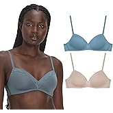Maidenform Womens Wireless Bra, Modern Demi Wireless T-Shirt Bra, Convertible Bra for Women, 2-Pack