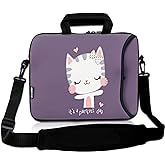 RICHEN 14 15 15.4 15.6 inch Laptop Shoulder Bag Notebook Handle Sleeve Neoprene Soft Carrying Travel Case with Accessories Pocket (14-15.6 inch, Cute Cat)