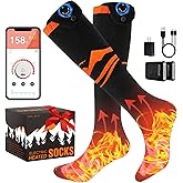 Heated Socks for Women Men, Auxemu 4-Level Smart App Control Rechargeable Battery Socks, 6000mAh×2 Compact Battery Feet Warmer for Winter Outdoor Hunting Fishing Skiing