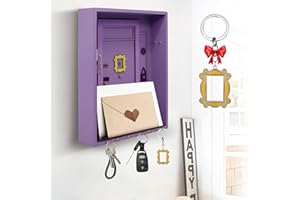VUEJIC Friends Key Holder & Monica's Door Frame Keychain Cute Home Gift for TV Show Merchandise Lovers, Purple Handmade Key Hooks,Vintage Home Decorative Wall, Organizer Mail Holder for Wall.