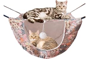JSPYFITS Cat Cage Hammock,Double Layer Hanging Adjustable Soft Pet Bed Suitable for Kitten Ferret Puppy Rabbit or Small Pet,Hanging Bed for Pets,2 Level Indoor Bed for Any Season Pink Cat