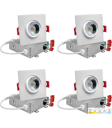 Goodlite LED 4 Inch Regress Square Gimbal Luminaire, Selectable Color