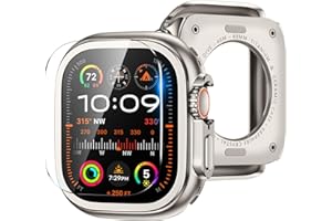 Suitisbest Metal Case Compatible with Apple Watch Ultra 2/Ultra 49mm with Screen Protector, Shockproof Protective Rugged Bumper Case + 9H Tempered Glass Screen Protector + Back Cover [Waterproof]