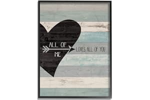 Stupell Industries All of Me Loves All of You Distressed Heart Black Framed Wall Art, 11 x 14, Design by Artist Jo Moulton