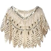 Metme Women's 1920s Scarf Wraps Sequin Deco Fringed Wedding Cape Evening Shawl Vintage Prom