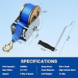 FreeTec 2500 lbs Manual Hand Winch with 10m Strap for Trailer Boat Caravan view 3