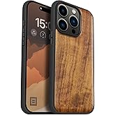 Carveit Magnetic Wooden Case for iPhone 15 Pro Case, Compatible with MagSafe Wireless Chargers, Solid Wood & Black Soft TPU Shockproof Cover (Natural Grain) - Walnut