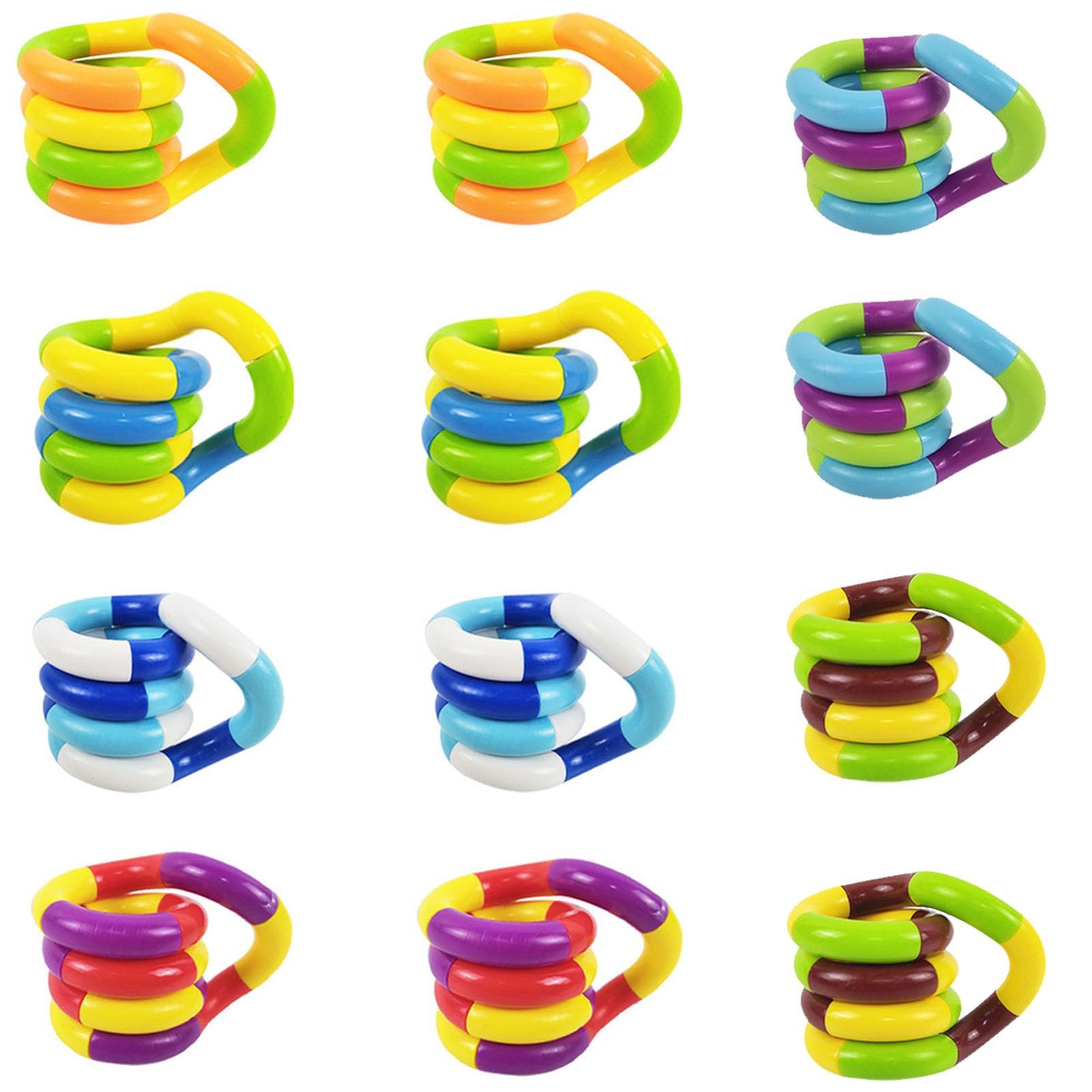 12 Pcs Fidget Toys Adults Tangle Fidget Toy Stress Relief Toys Kids For Home Office Sensory Play Fine Motor Skills Development Calming Tool Focus Concentration