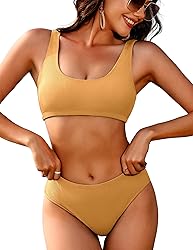 AI'MAGE Women Ribbed Bikini Sets Sporty Swimsuits