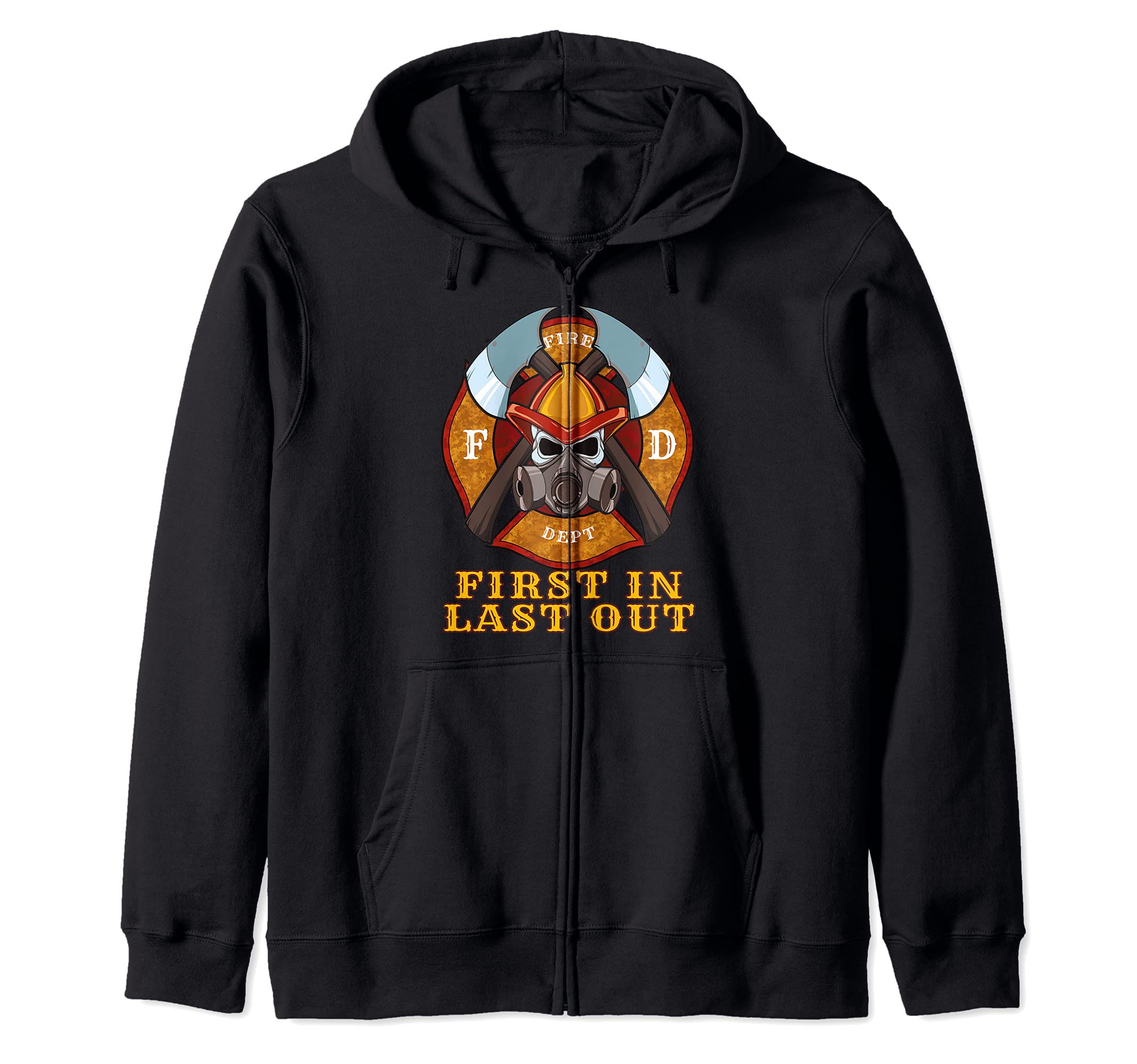 Fireman With Fire Helmet Axe Martial Arts - Fire Department Zip Hoodie