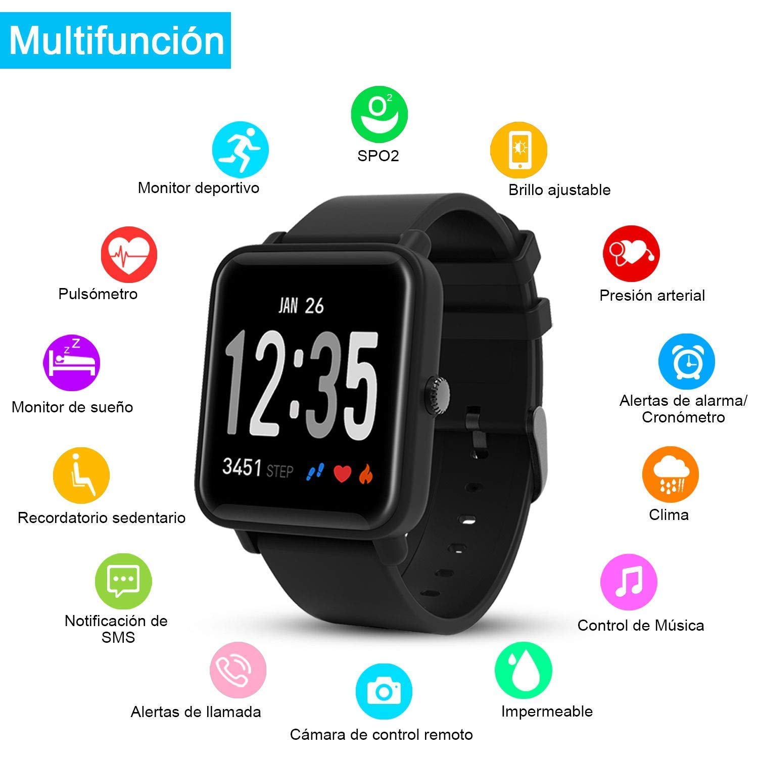 Macrourt Smartwatch Inteligente,IP68 Impermeable Reloj Deportivo ...