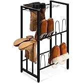 GADFISH Free Standing Shoe Racks, Vertical Boot Rack, Black Metal Boot Storage Organizer Tall Boots Organizer for Closet, Entryway, Shoe Rack for Boots, Sneakers, Fit 8 Pairs
