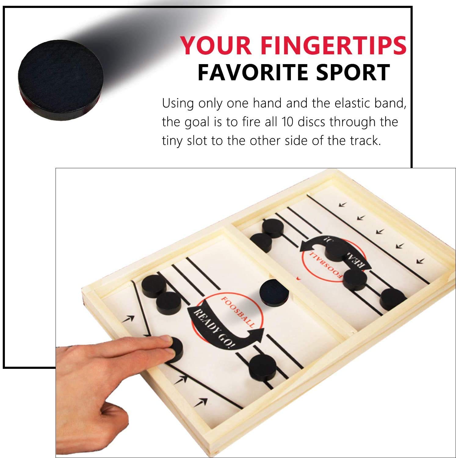 Toydaze Sling Foosball Fast Sling Puck Game with Extra 10 Pucks & 2 Slingshots for Spare Use, Portable Slingpuck Board Game for Child, Foosball Slingshot Game Board, Available in Large & Small Sizes