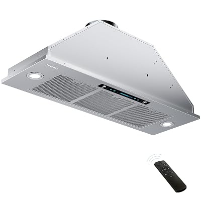 HisoHu Insert Range Hood 36 Inch, 900 CFM with Ducted Convertible Ductless (Kit Included), 4 Speed Gesture Sensing&Touch Control Panel, Stainless Steel Kitchen Vent (36 Inch)