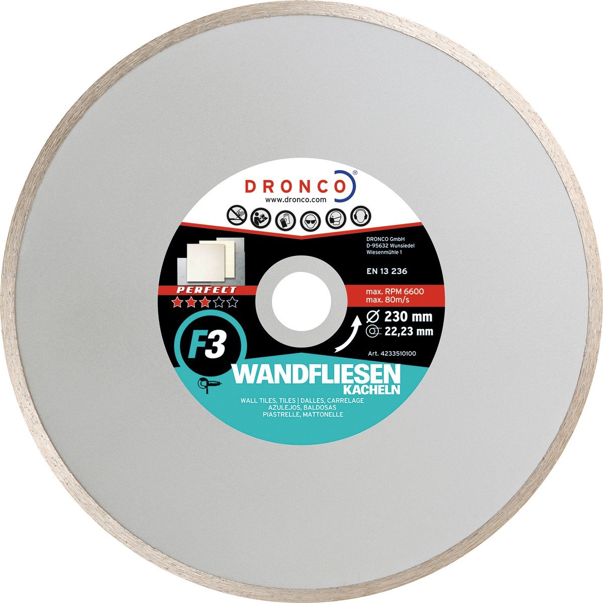 DRONCO F3-125 - Disco de diamante Perfect F3 - Azulejos (Antes GRF) Ø 125 mm