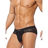 Casey Kevin Men's Mesh Briefs Breathable See Through Fishnet Underwear Low Rise Sexy Panties for Men