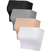 4 Pcs Tube Tops for Women Strapless Basic Bandeau Bra Seamless Stretchy Sports Causal Bralettes Non Padded Bra for Women Girl