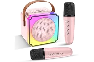 CAIORD Mini Karaoke Machine with 2 Wireless Microphones for Kids and Adults,Portable Karaoke Machine with Voice Changer,Birthday Gifts for Girls and Boys