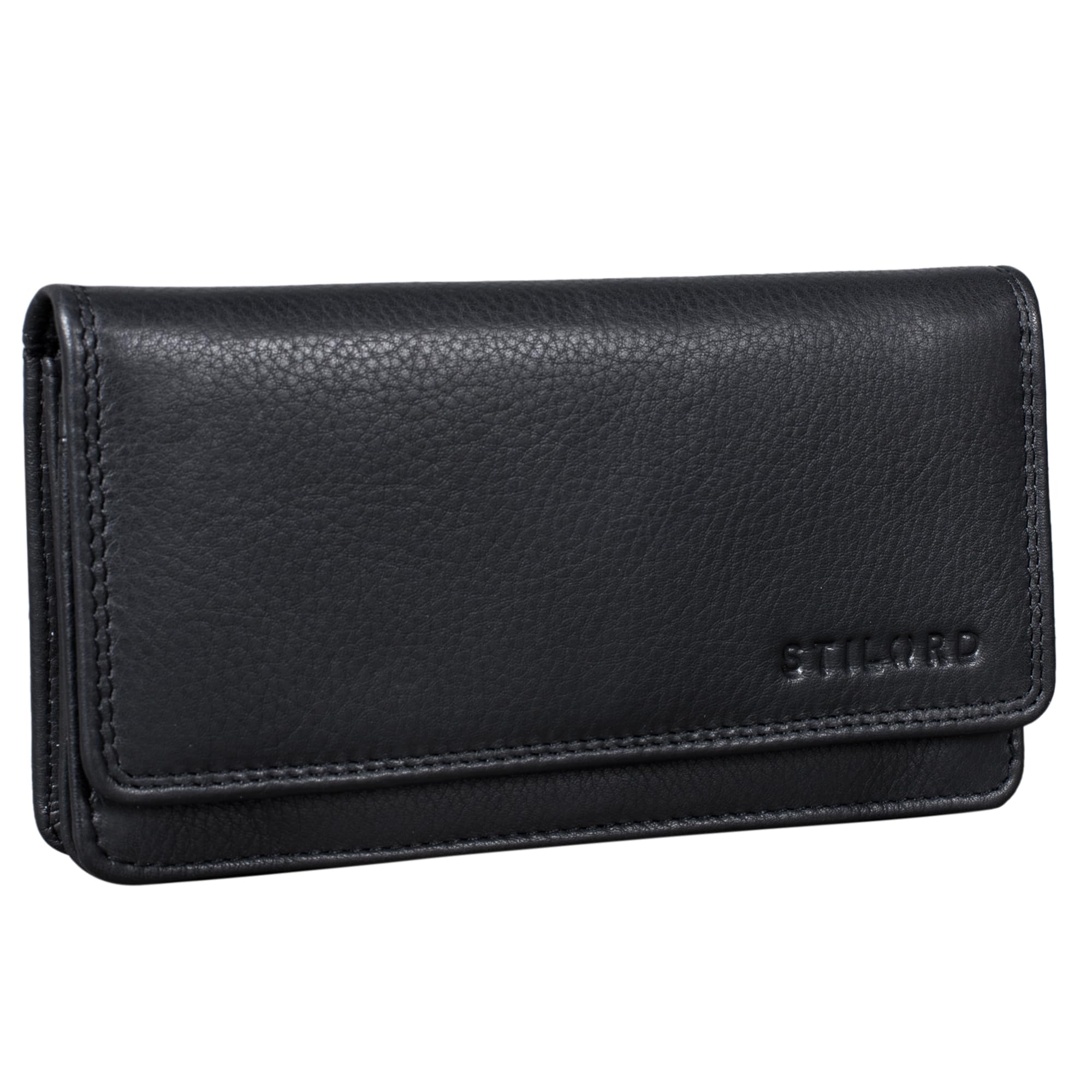 STILORD 'Lotta' Vintage Purse for Women RFID Leather Classic Wallet with RFID Blocker 10 Credit Card Pockets and Gift Box, Colour:Black