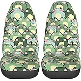 Delerain Car Seat Covers Set 2Pcs, Cute Chubby Frog Universal Front Car Seats Vehicle Enterior Protector Suitable Fits Most Car Auto SUV Sedan Truck