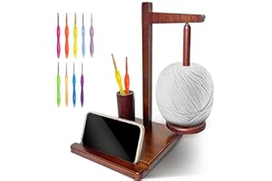 IFHFBI Magnetic Yarn Holder for Crocheting & Knitting,Wooden Yarn Spinner with 360° Rotation & Phone Stand,Yarn Ball Holder,Yarn Organizer for Crochet Lovers,Portable Yarn Crochet Accessories