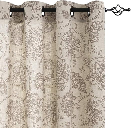 Amazon Com Paisley Scroll Printed Linen Curtains Grommet Top