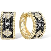 Santuzza 925 Sterling Silver Gemstone Openwork White Cubic Zirconia Hoop Earrings for Women