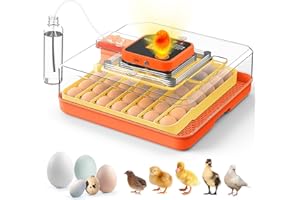 Lebenwell 48 Egg Incubators for Hatching Eggs, Smart Egg Incubator with Automatic Egg Turning, Temperature and Humidity Control, Egg Candler, External Water Bottle Refill & Air Vent, 360° Clear View