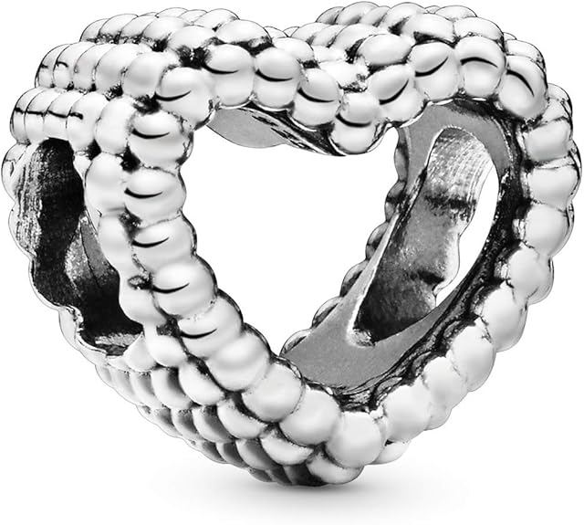 Pandora Jewelry Beaded Heart Sterling Silver Charm Jewelry