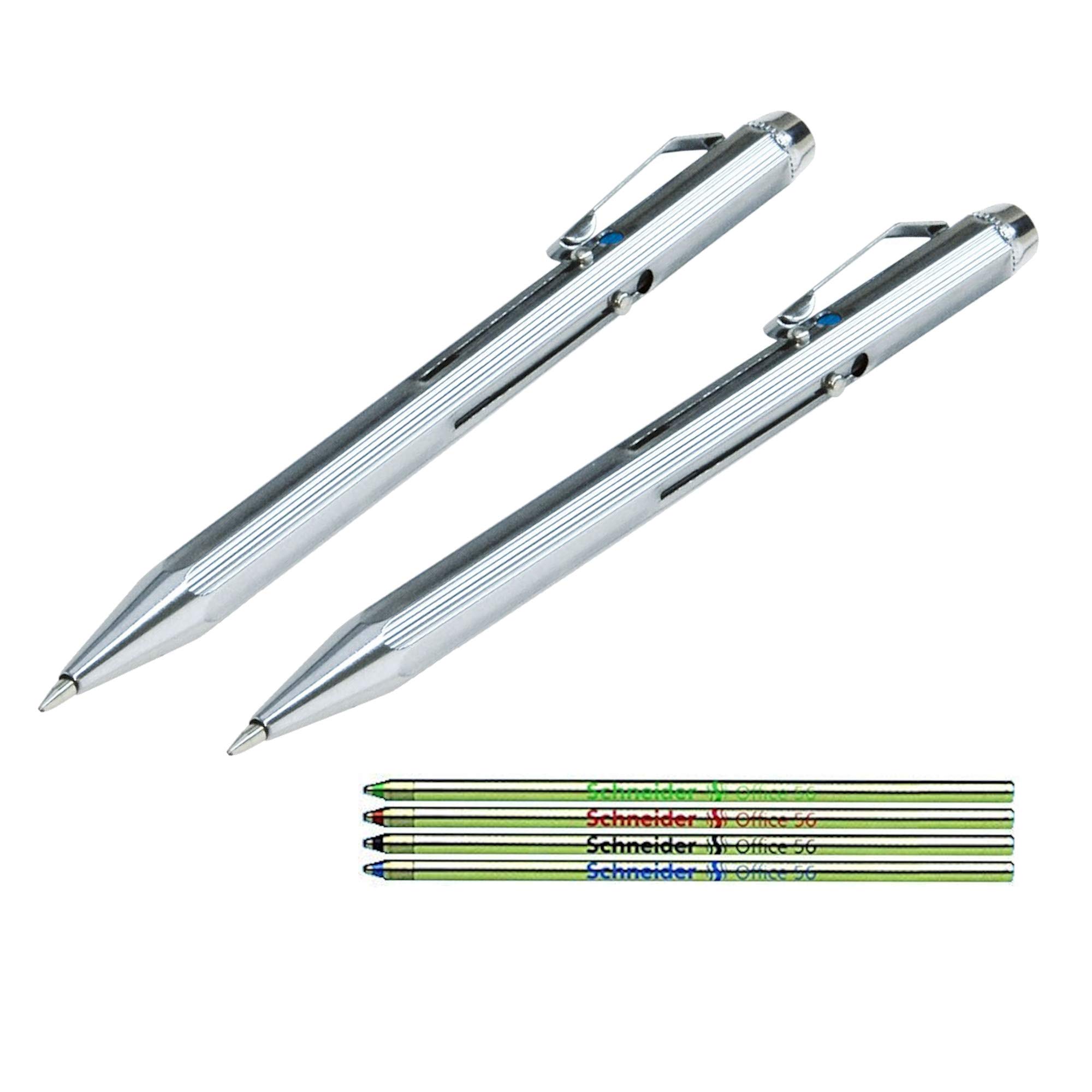 WEDO Four-colour ballpoint pen with sliding mechanism (pack of 2 pens + refills)