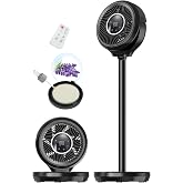 Standing Fan for Bedroom 180&deg; Omnidirectional Oscillating 20dB Quiet Sleep | Floor Fan with Powerful Airflow, DC Motor, 15 Speeds, 2 in 1 Pedestal &amp; Tabletop, 12H Timer, Remote, for Home, Room, Office,