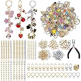 DIPSEOI 430 Pcs Keychain Making Kit - Bag Charm kit with 25 Extender Chains 25 Keychain Clips 125 Lip Gloss Charms 240 Jump Rings
