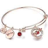 Leafael Superstar Zodiac Expandable Bangle Bracelet Made with Premium Crystals Horoscope Constellation October November Birthstone Topaz Brown Jewelry, Rose Gold Plated, 7"
