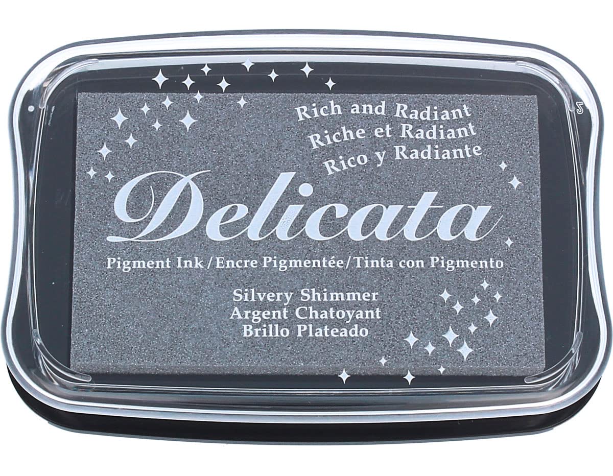 Tsukineko Delicata Shimmer Ink Pad, Silver,40 x 40 cm