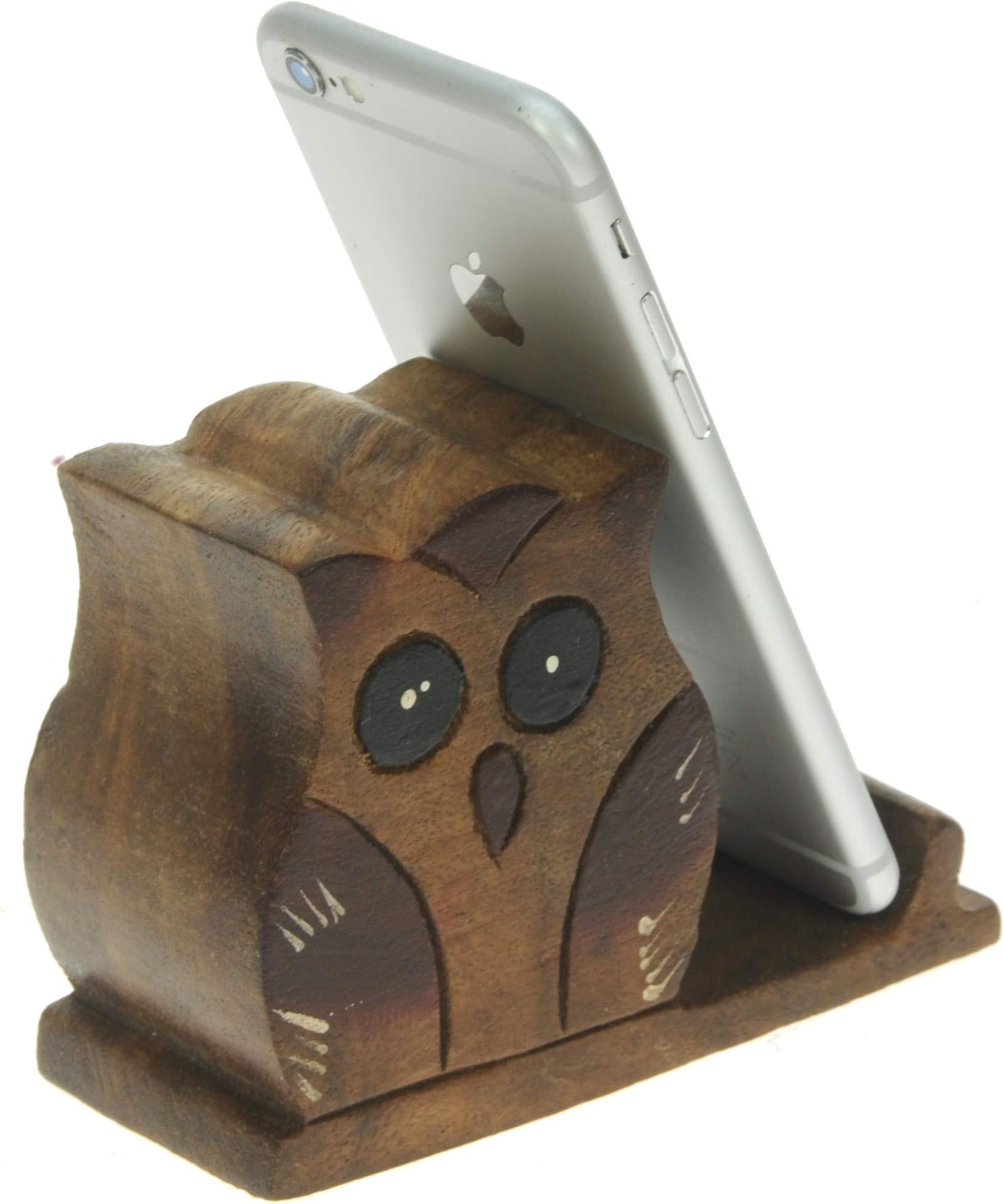 Namesakes owl Mobile Phone or tablet Holder - Handcrafted from Wood - Fun for Adults or kids