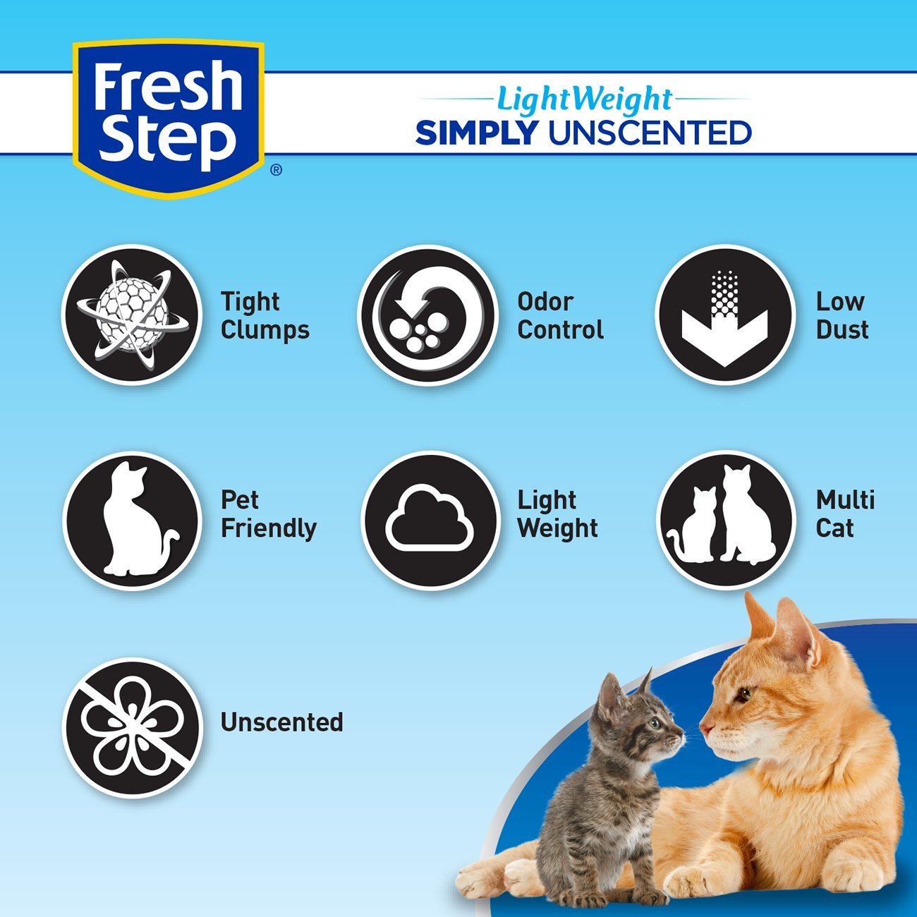 Fresh Step Unscented Lightweight Litter, Clumping Cat Litter Sleek