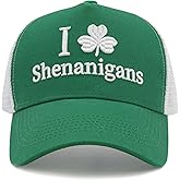 LIRUHOXA St Patricks Day Hat, Embroidered Adjustable Funny Shamrock Trucker Hat for Men & Women