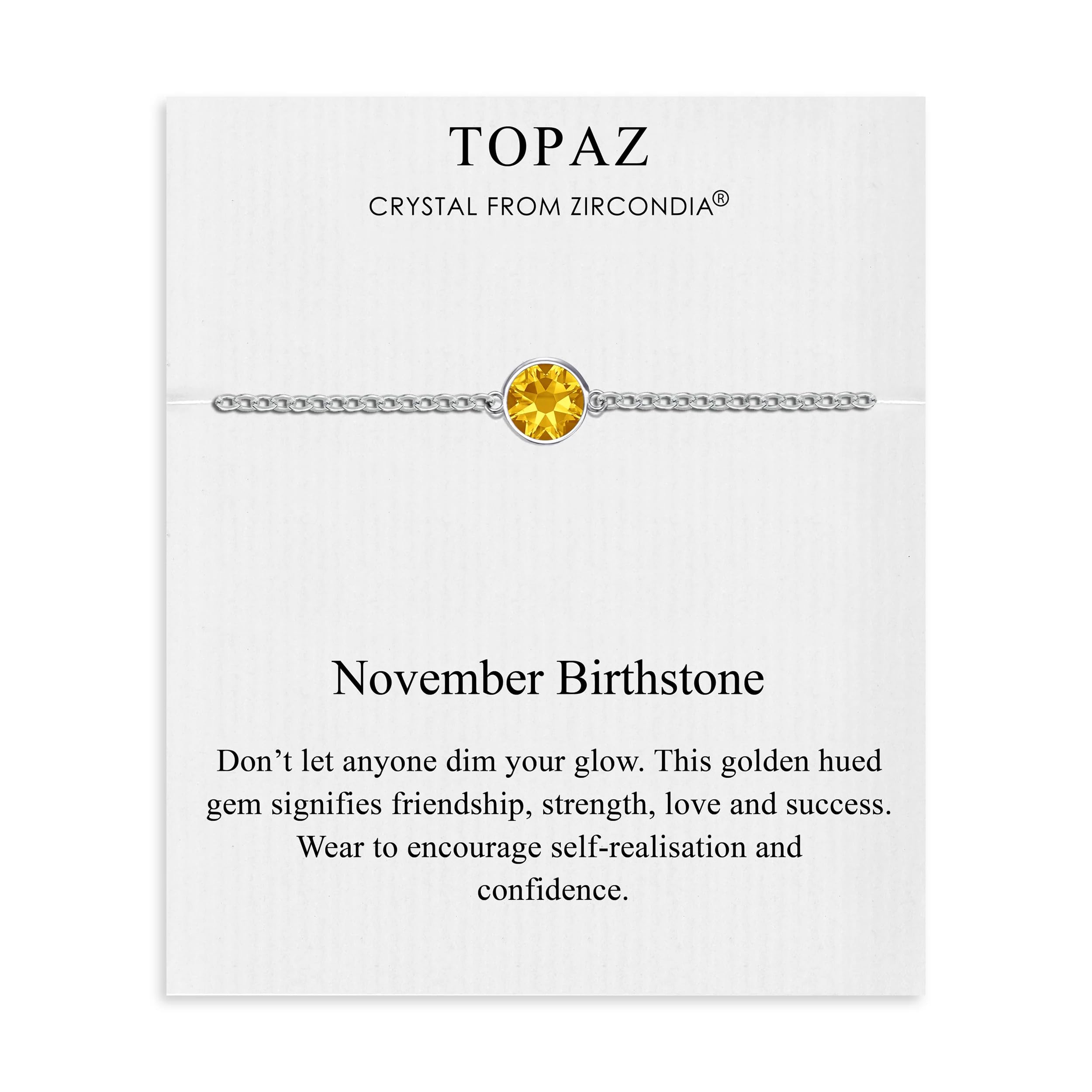 Philip Jones November (Topaz) Birthstone Anklet Created with Zircondia® Crystals