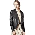 Escalier Women's Faux Leather Jackets Slim Open Front Lapel Blazer Jackets