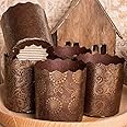 Paska Kulich Bread Forms - Panettone Mold - Brown Design W 3.55 x H 3.35-In - 25 Pack