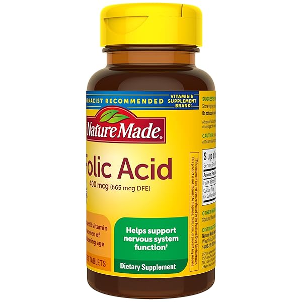 NATURE MADE FOLIC ACID 400 MCG (665 MCG DFE), DIETARY SUPPLEMENT FOR NERVOUS SYSTEM FUNCTION, 250 TABLETS, 250 DAY SUPPLY