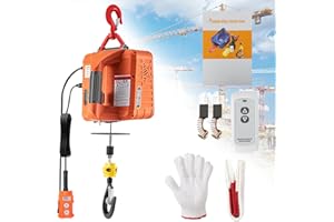 NICE-WON 3 in 1 Electric Hoist Winch 1100lbs Portable Electric Winch, 1500W 110V Power Winch Crane, 25ft Lifting Height, w/Wire and Wireless Remote Control, Overload Protection for Lifting Towing