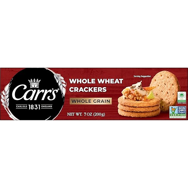 CARR’S CRACKERS, WHOLE GRAIN CRACKERS, PARTY SNACKS, WHOLE WHEAT, 7OZ BOX (BOX OF 6)