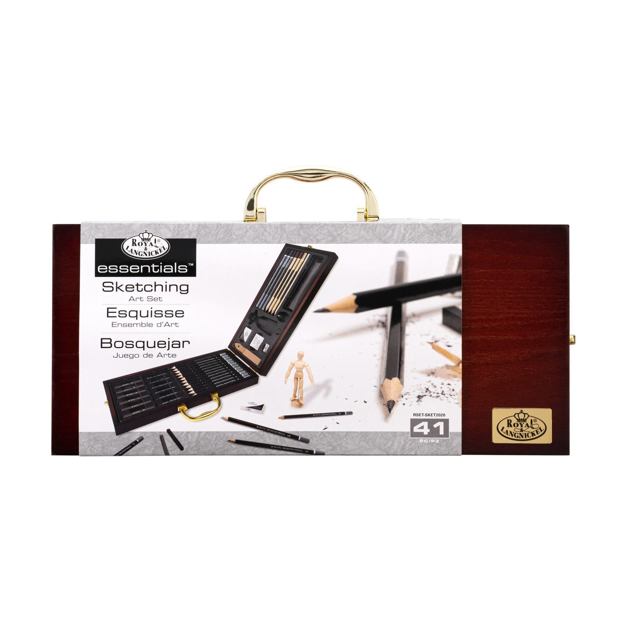 Royal & Langnickel Premier 40pc Artist Sketching Drawing Pencils Wooden Carry Case Set — image 1