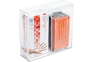 Inevibe Double Hygiene Holder - 2 Compartment Acrylic Dispenser With Lid for Hairnets, Glove Boxes, Face Masks, Plastic Bags, Tissue Boxes in Home or Medical Setting - Counter or Wall Mount (Double)