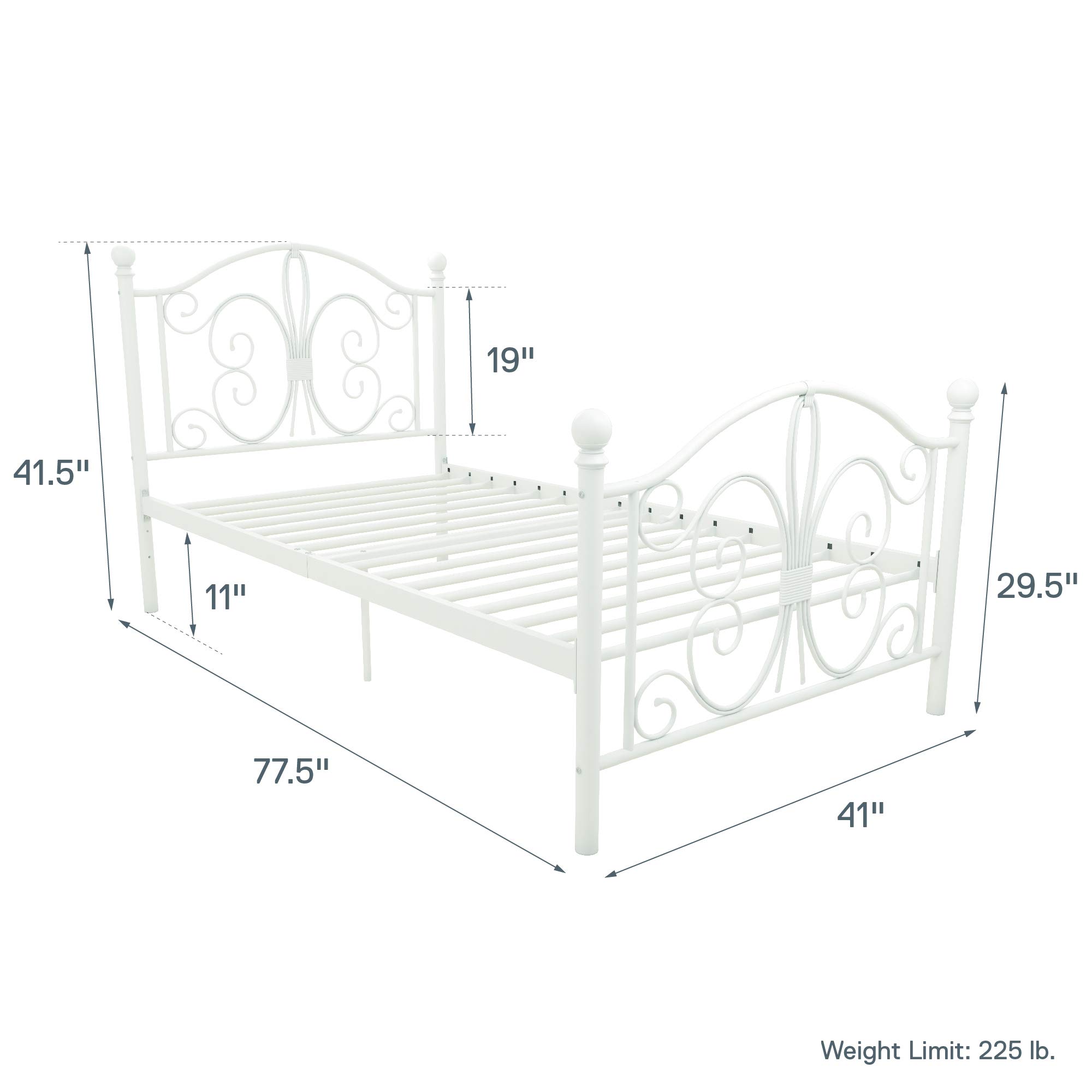 Twin DHP 3246098 Vintage Design Bombay Bed Frame with Metal Slats, Twin