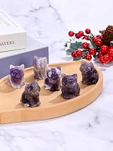 CrystalTears Amethyst Healing Crystal Cat Figurine 1.5 in Gift Box view 2