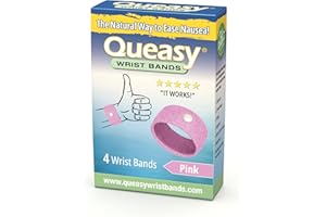 THREE LOLLIES Queasy Anti-Nausea Wristbands – Nausea & Vomiting Relief from Morning Sickness, Motion Sickness, Migraine - Clinically Tested Nausea Relief Aid - Acupressure Wristband - 2 Pairs, Set of 4 Bands - Pink