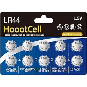 HoootCell 10-Pack LR44 L1154f L736f AG13 Batteries High Capacity 357 L1154c A76 Button Battery 1.5V Coin Cell Battery (10)