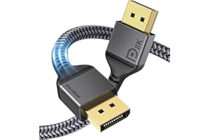 Maxonar 8K DisplayPort Cable 1.4, 6Ft/1.8M (8K@60Hz, 4K@144Hz, 2K@240Hz) HBR3 High Speed DP to DP for PC, Laptop, TV, Gaming Monitor - Grey